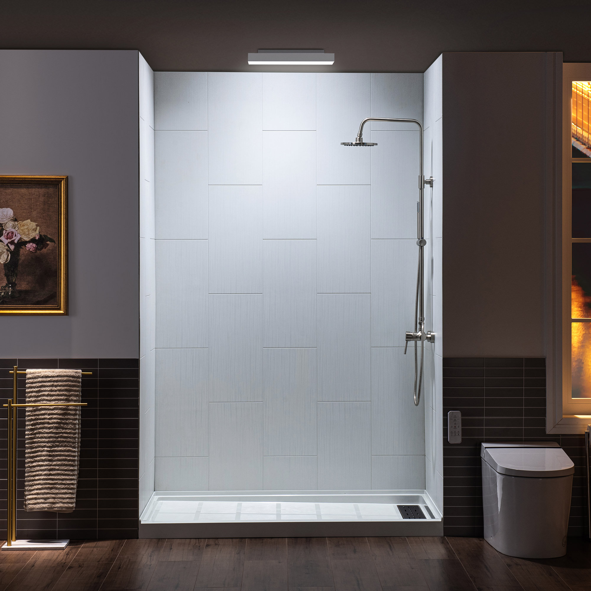 WoodBridge Solid Surface Shower &amp; Tub Wall Panel, Surround, Quick ...